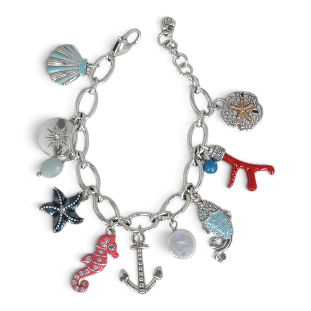 Brighton Under The Sea Charm Bracelet Seahorse Anchor Amazonite Red Coral - Picture 5 of 7